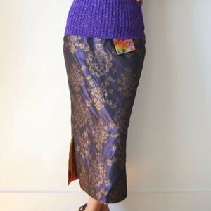 Dolce & Gabbana Purple and Gold brocade Pencil Skirt